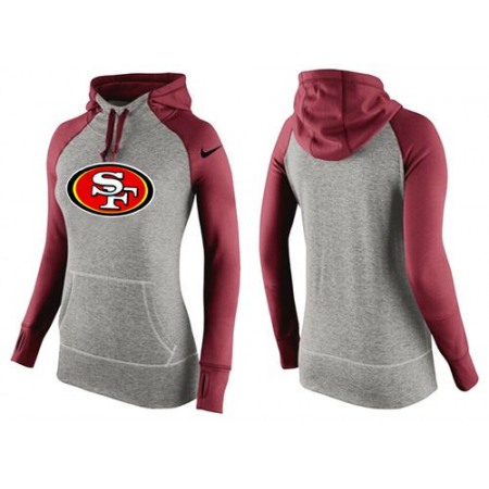 Women's Nike San Francisco 49ers Performance Hoodie Grey & Red_3