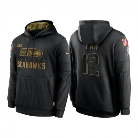 Men's Seattle Seahawks #12 Fan 2020 Black Salute to Service Sideline Performance Pullover Hoodie