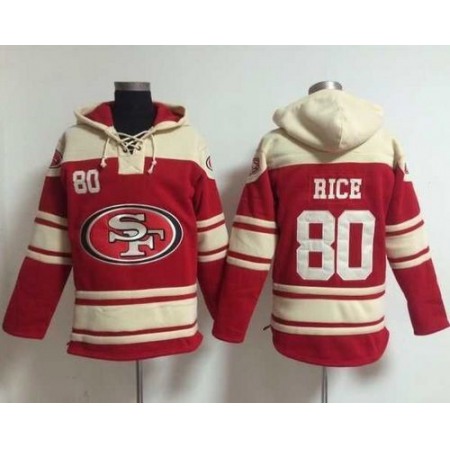 Nike 49ers #80 Jerry Rice Red Sawyer Hoodie Sweatshirt NFL Hoodie