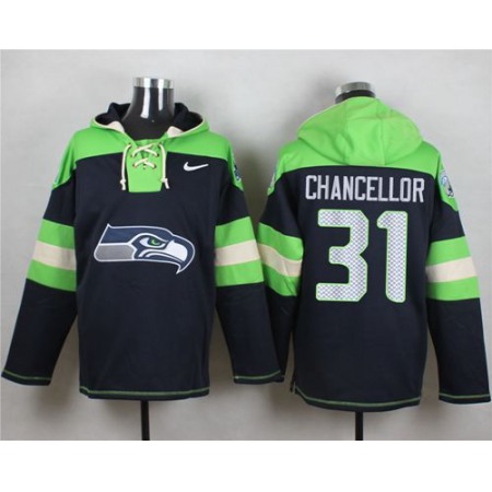Nike Seahawks #31 Kam Chancellor Steel Blue Player Pullover NFL Hoodie