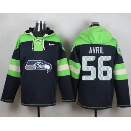Nike Seahawks #56 Cliff Avril Steel Blue Player Pullover NFL Hoodie