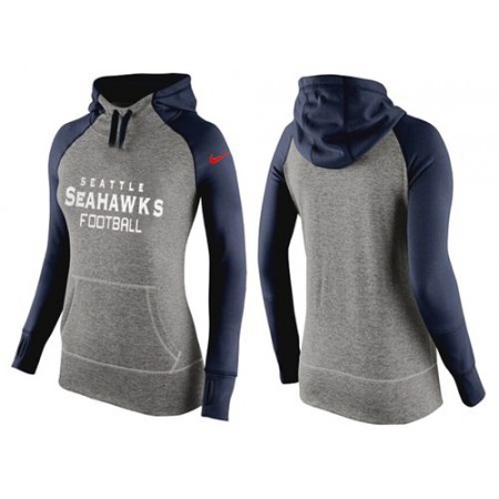 Women's Nike Seattle Seahawks Performance Hoodie Grey & Dark Blue_1