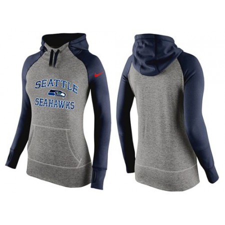 Women's Nike Seattle Seahawks Performance Hoodie Grey & Dark Blue_2
