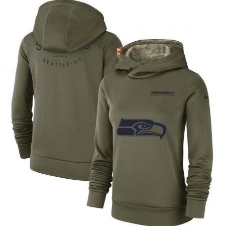 Women's Seattle Seahawks Olive Salute to Service Team Logo Performance Pullover NFL Hoodie
