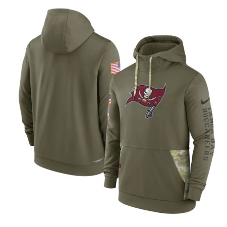 Men's Tampa Bay Buccaneers 2022 Olive Salute to Service Therma Performance Pullover Hoodie
