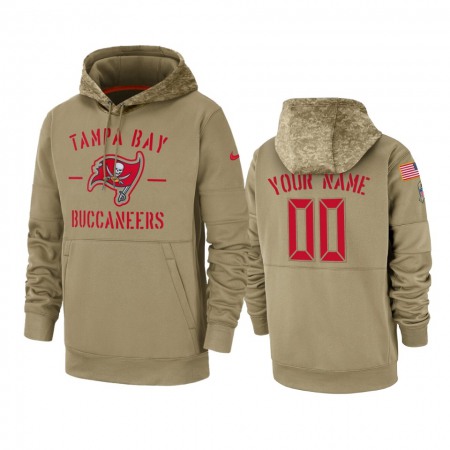 Men's Tampa Bay Buccaneers Customized Tan 2019 Salute to Service Sideline Therma Pullover Hoodie
