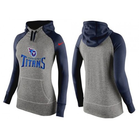 Women's Nike Tennessee Titans Performance Hoodie Grey & Dark Blue_1
