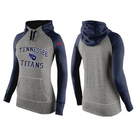 Women's Nike Tennessee Titans Performance Hoodie Grey & Dark Blue_2