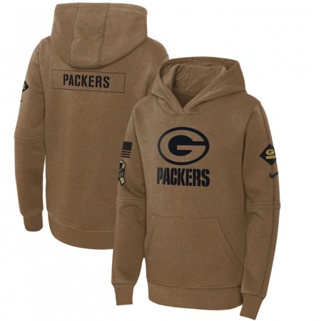 Youth Green Bay Packers 2023 Brown Salute to Service Pullover Hoodie