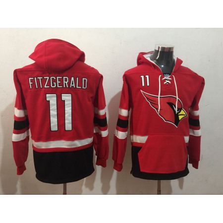 Men's Arizona Cardinals #11 Larry Fitzgerald Red All Stitched NFL Hoodie Sweatshirt