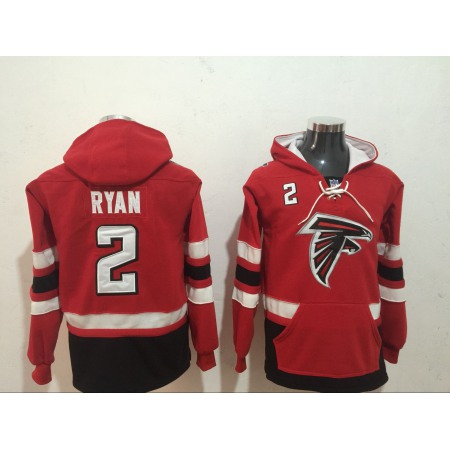 Men's Atlanta Falcons #2 Matt Ryan Red Black All Stitched NFL Hoodie Sweatshirt