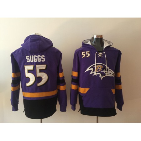 Men's Baltimore Ravens #55 Terrell Suggs Purple All Stitched NFL Hoodie Sweatshirt