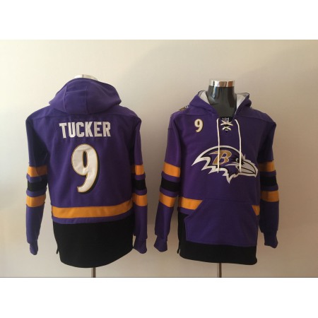 Men's Baltimore Ravens #9 Justin Tucker Purple All Stitched NFL Hoodie Sweatshirt