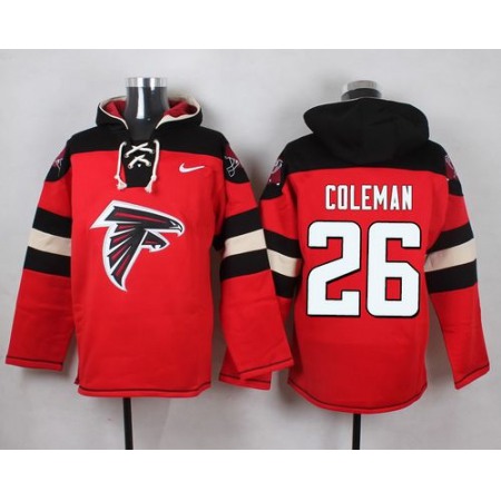 Nike Falcons #26 Tevin Coleman Red Player Pullover NFL Hoodie