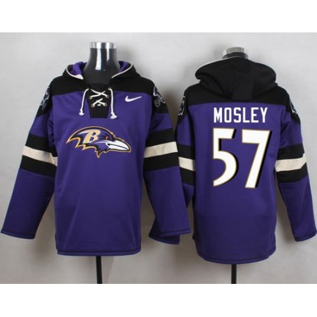 Nike Ravens #57 C.J. Mosley Purple Player Pullover NFL Hoodie