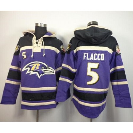 Nike Ravens #5 Joe Flacco Purple Sawyer Hoodie Sweatshirt NFL Hoodie