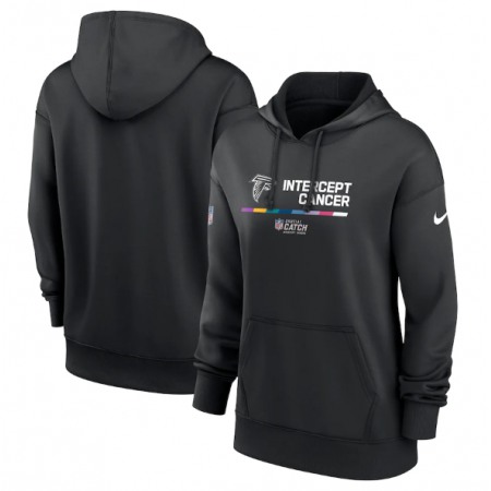Women's Atlanta Falcons 2022 Black NFL Crucial Catch Therma Performance Pullover Hoodie(Run Small)
