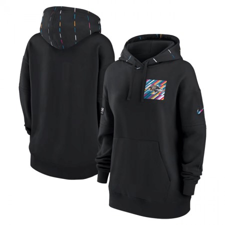 Women's Baltimore Ravens Black 2023 Crucial Catch Club Pullover Hoodie(Run Small)