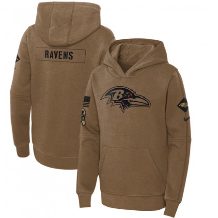 Youth Baltimore Ravens 2023 Brown Salute to Service Pullover Hoodie