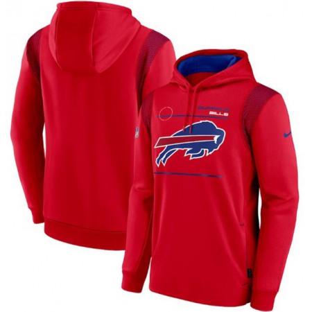Men's Buffalo Bills 2021 Red Sideline Logo Performance Pullover Hoodie