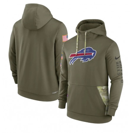 Men's Buffalo Bills 2022 Olive Salute to Service Therma Performance Pullover Hoodie