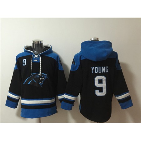 Men's Carolina Panthers #9 Bryce Young Black Ageless Must-Have Lace-Up Pullover Hoodie