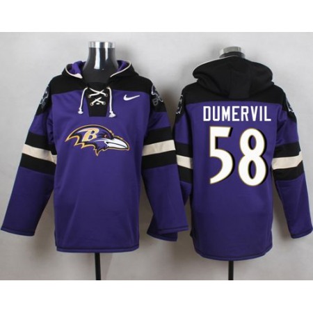 Nike Ravens #58 Elvis Dumervil Purple Player Pullover NFL Hoodie