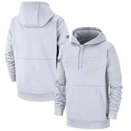 Carolina Panthers White 2019 100th Season Sideline Platinum Therma Pullover Hoodie