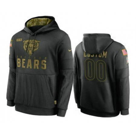 Men's Chicago Bears ACTIVE PLAYER Custom 2020 Black Salute To Service Sideline Performance Pullover Hoodie