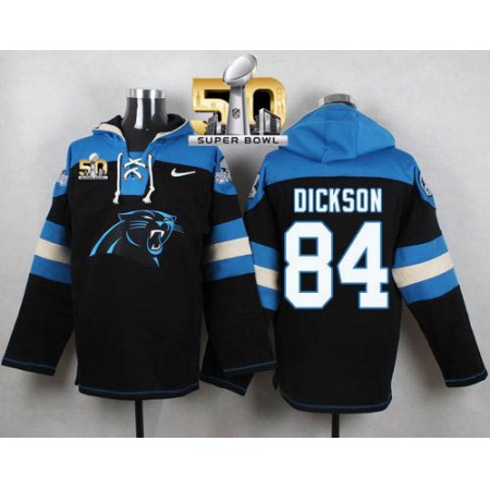 Nike Panthers #84 Ed Dickson Black Super Bowl 50 Player Pullover NFL Hoodie