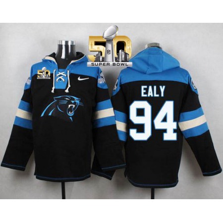 Nike Panthers #94 Kony Ealy Black Super Bowl 50 Player Pullover NFL Hoodie