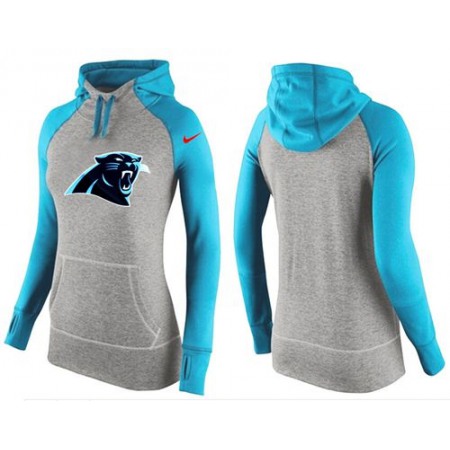 Women's Nike Carolina Panthers Performance Hoodie Grey & Light Blue_2