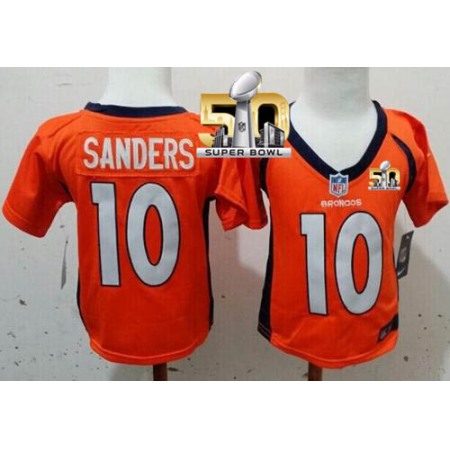 Toddler Nike Broncos #10 Emmanuel Sanders Orange Team Color Super Bowl 50 Stitched NFL Elite Jersey
