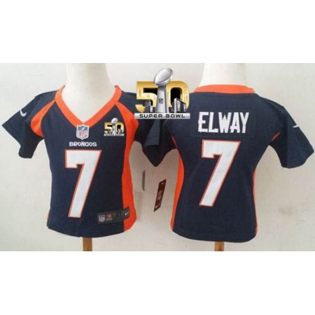 Toddler Nike Broncos #7 John Elway Navy Blue Alternate Super Bowl 50 Stitched NFL Elite Jersey