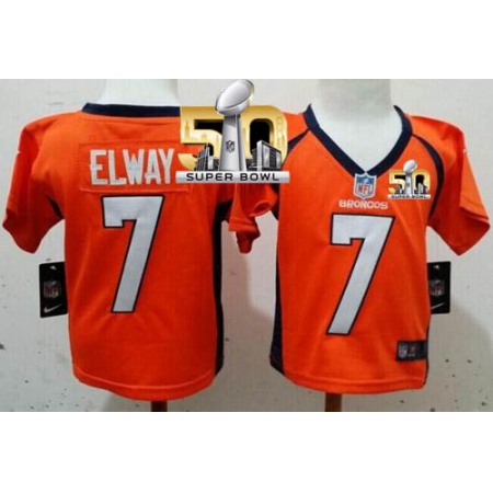 Toddler Nike Broncos #7 John Elway Orange Team Color Super Bowl 50 Stitched NFL Elite Jersey