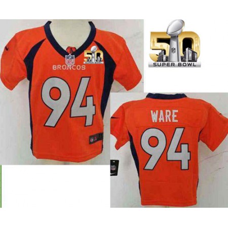 Toddler Nike Broncos #94 DeMarcus Ware Orange Team Color Super Bowl 50 Stitched NFL Elite Jersey