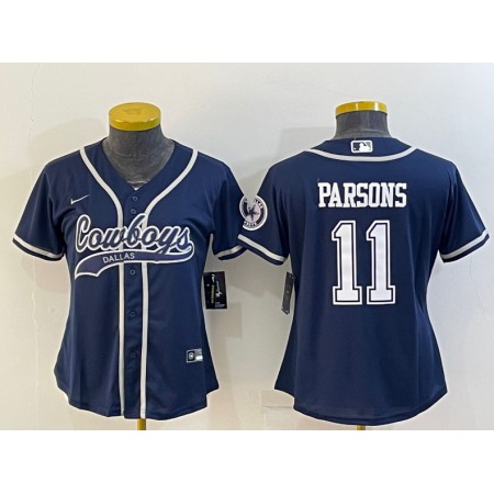 Toddlers Dallas Cowboys #11 Micah Parsons Navy With Patch Cool Base Stitched Baseball Jersey