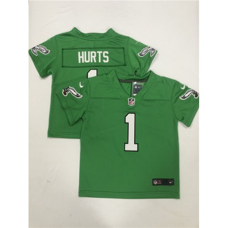 Toddlers Philadelphia Eagles #1 Jalen Hurts Green Vapor Throwback Stitched Football Jersey