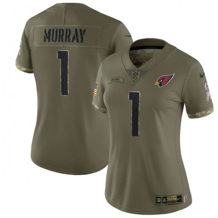 Women's Arizona Cardinals #1 Kyler Murray 2022 Olive Salute To Service Limited Stitched Jersey(Run Small)