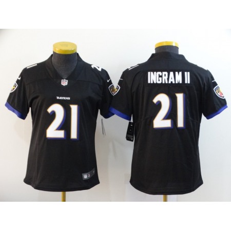 Women's Baltimore Ravens #21 Mark Ingram II Black Vapor Untouchable Limited NFL Jersey(Run Small)