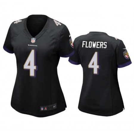 Women's Baltimore Ravens #4 Zay Flowers Black Football Jersey(Run Small)