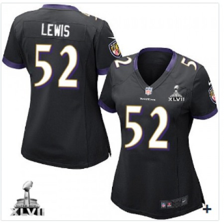 Women's Baltimore Ravens #52 Ray Lewis Black Alternate With Super Bowl Patch Elite Jersey(Run Small)