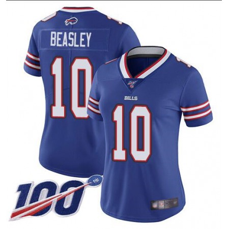 Women's Buffalo Bills #10 Cole Beasley 2019 100th Season Royal Vapor Untouchable Limited Stitched NFL Jersey