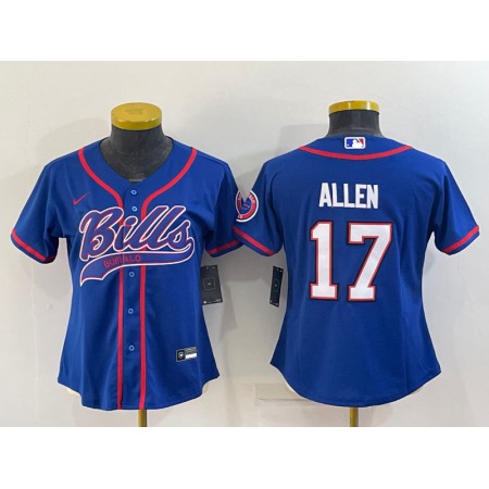 Women's Buffalo Bills #17 Josh Allen Royal With Patch Cool Base Stitched Baseball Jersey(Run Small)