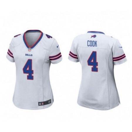 Women's Buffalo Bills #4 James Cook White Stitched Football Jersey(Run Small)