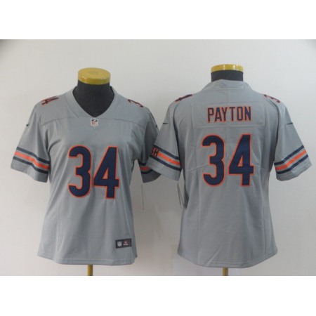 Women's Chicago Bears #34 Walter Payton 2019 Silver Inverted Legend Stitched NFL Jersey(Runs Small)