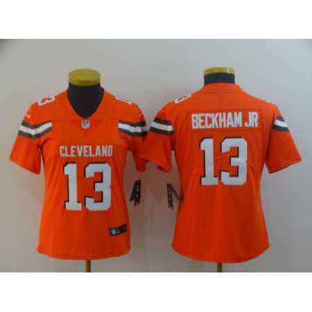 Women's Cleveland Browns #13 Odell Beckham Jr. Orange Vapor Untouchable Limited Stitched NFL Jersey(Run Small)