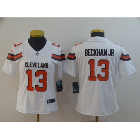 Women's Cleveland Browns #13 Odell Beckham Jr. White Vapor Untouchable Limited Stitched NFL Jersey(Run Small)