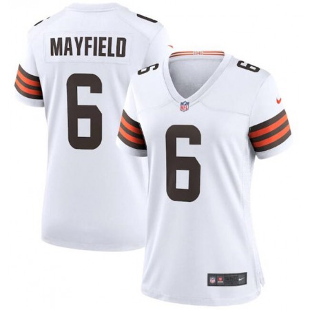 Women's Cleveland Browns #6 Baker Mayfield 2020 New White Stitched Jersey(Run Small)