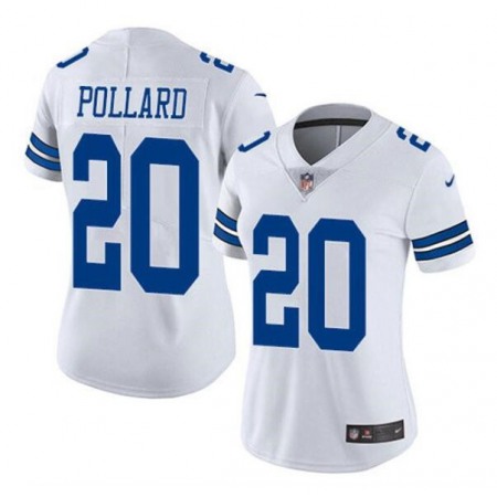 Women's Dallas Cowboys #20 Tony Pollard White Vapor Untouchable Limited Stitched Football Jersey(Run Small